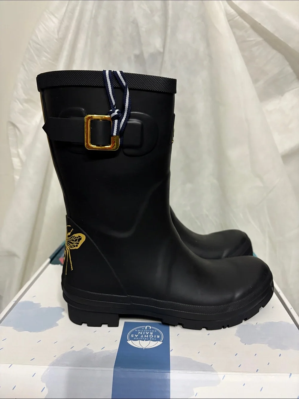 Joules Black Rain Boots size US 6 NWT
